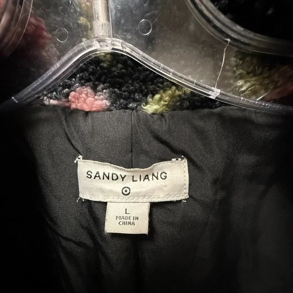 Sandy Liang Floral Sherpa Fleece Jacket Size L Half Zip Cozy Pullover - Picture 2 of 4